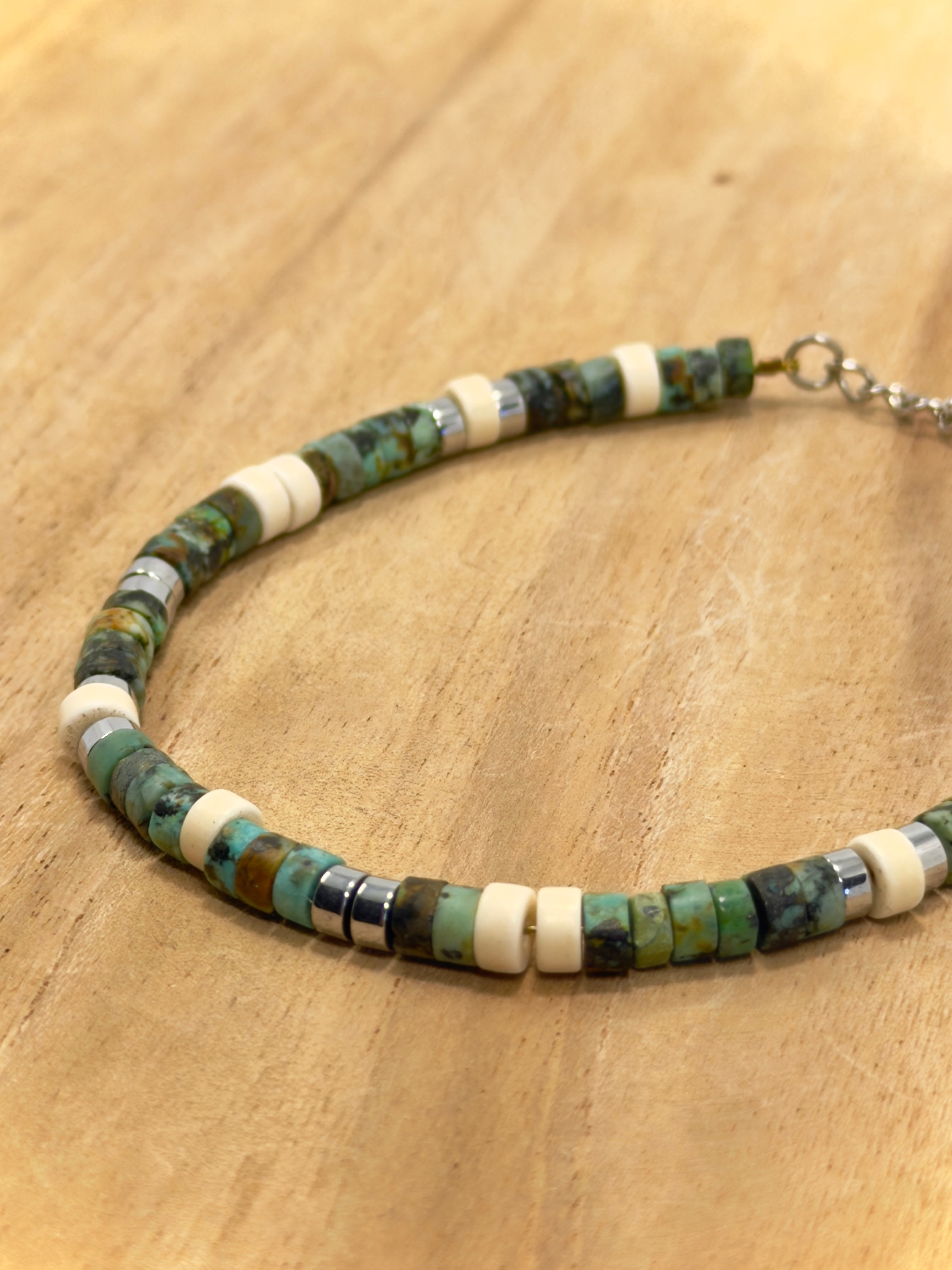 Bracelet pour homme en pierre naturelles et acier inoxydable 