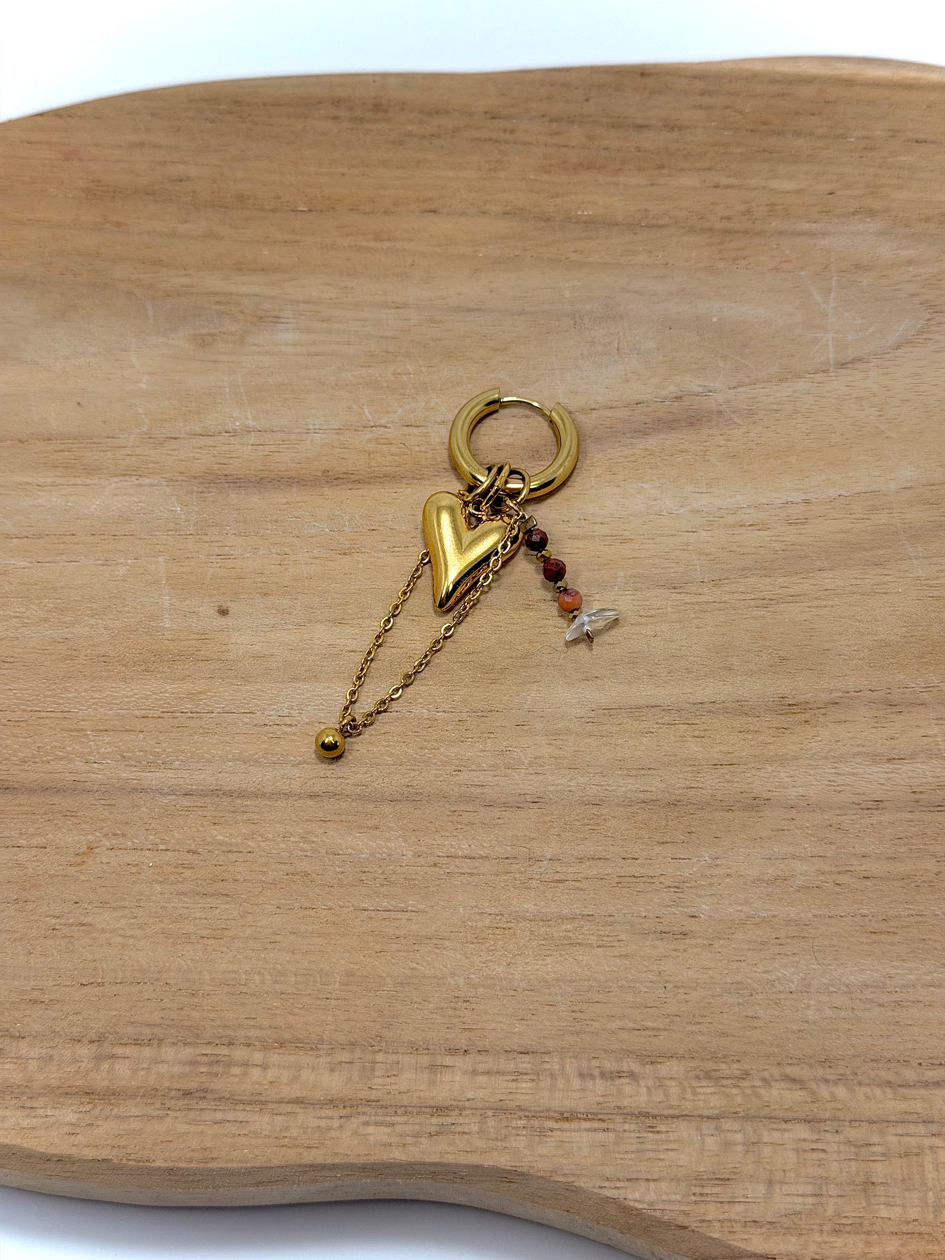 Breloque pierre naturelles orange et acier inoxydable pour personnaliser tes boucles d'oreille