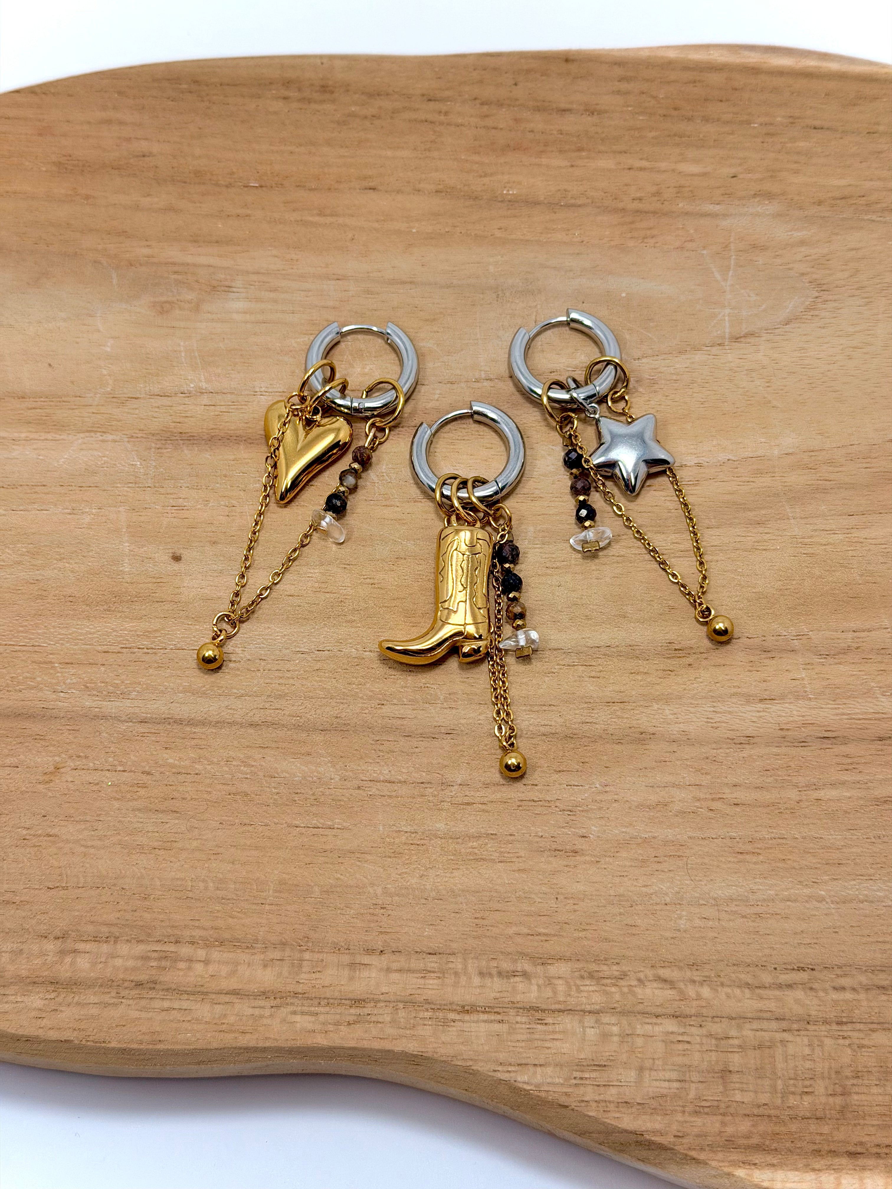 Breloque en chaine et pierres naturelles marrons pour personnaliser tes boucles d'oreilles 