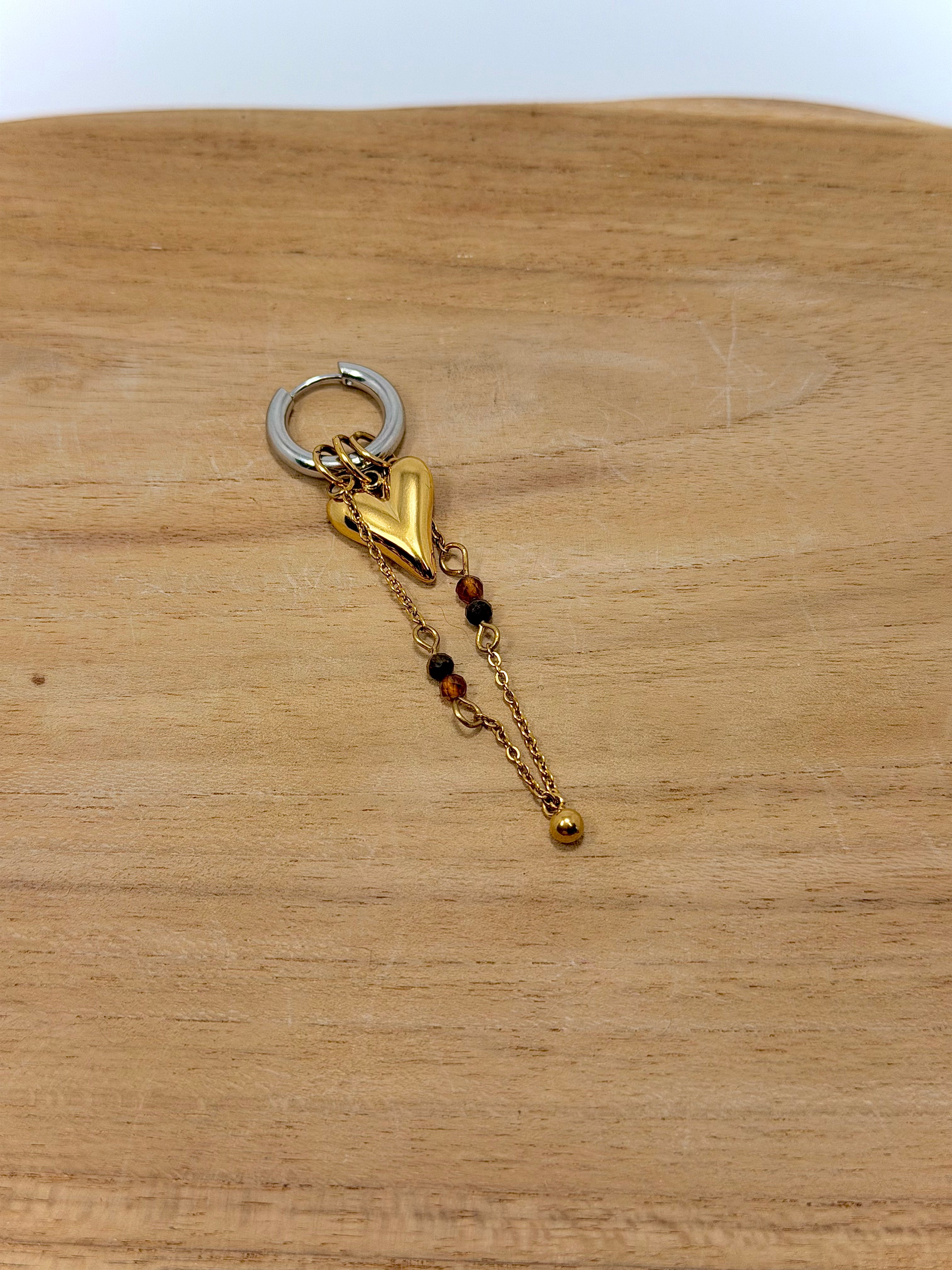 Breloque pour personnaliser boucles d'oreilles en acier inoxydable et pierres naturelles 