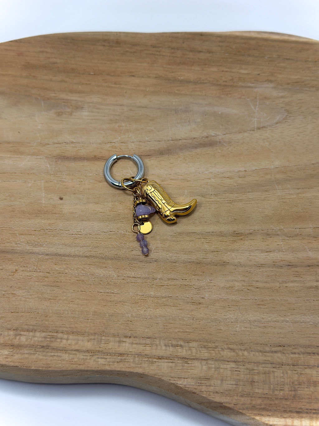 Mix de breloque en acier inoxydable et pierres naturelles rose pale