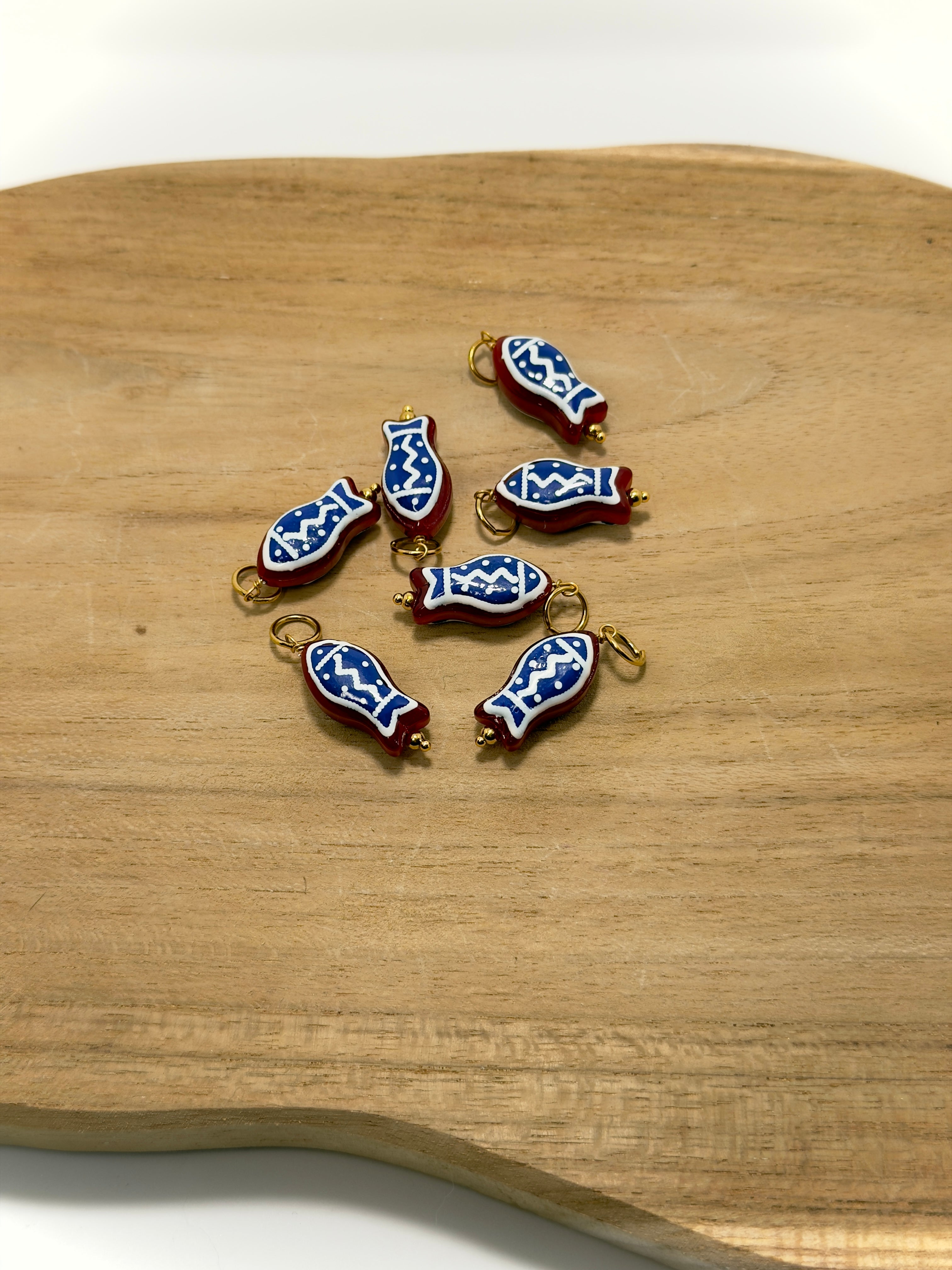 Breloque poisson en céramique en acier inoxydable pour personnaliser tes boucles