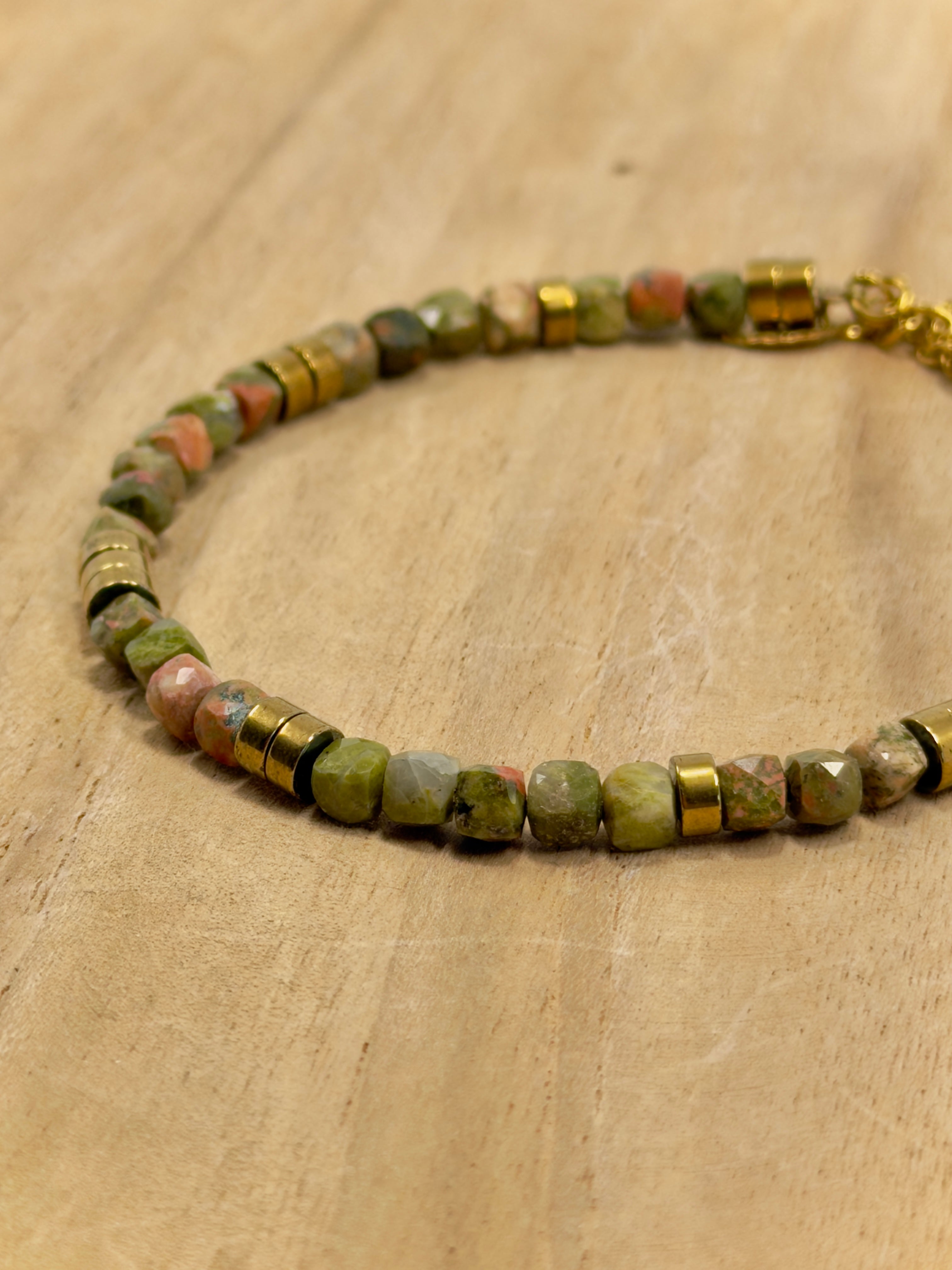 Bracelet homme vert en pierres naturelles