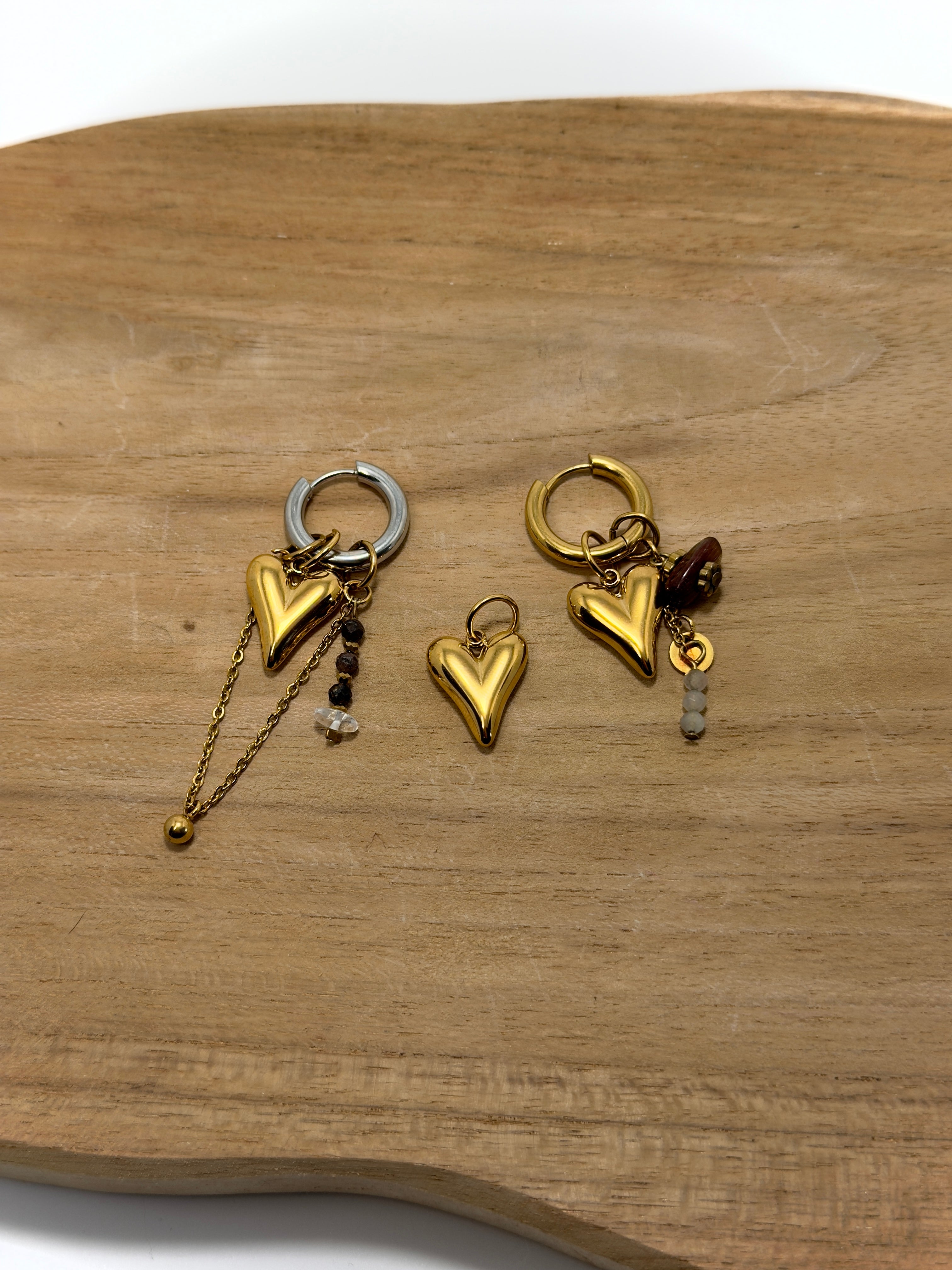 Breloque coeur bombé pour boucles d'oreille