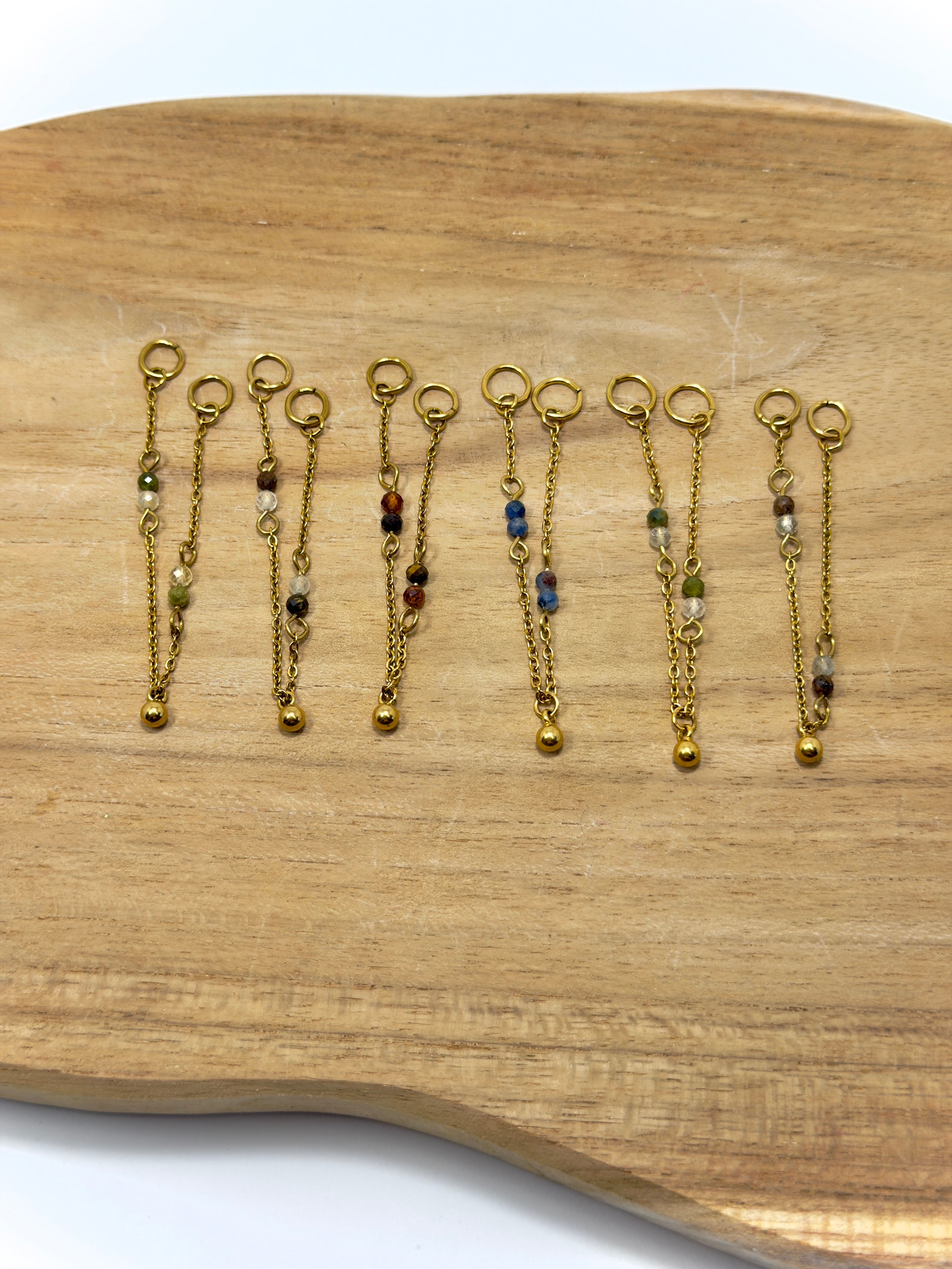 Breloques en acier inoxydable t pierres naturelles pour personnaliser boucles d'oreille 