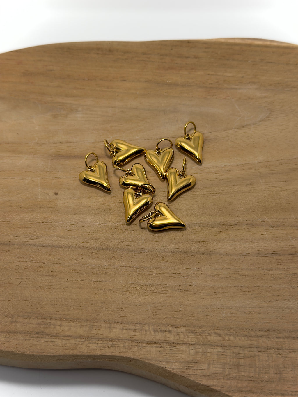 breloque coeur bombé en acier inoxydable